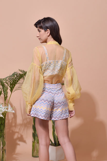 Aria Organza Balloon Sleeve Shirt