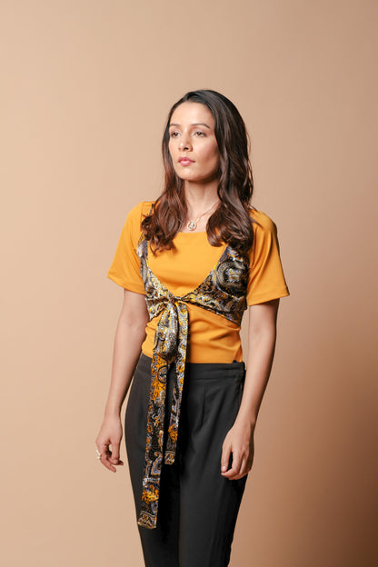 Begonia Paisley Print Satin Bow T-Shirt