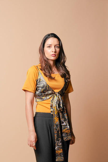 Begonia Paisley Print Satin Bow T-Shirt