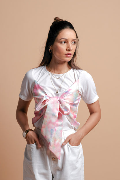 Akito Tie-Dye Satin Bow T-Shirt